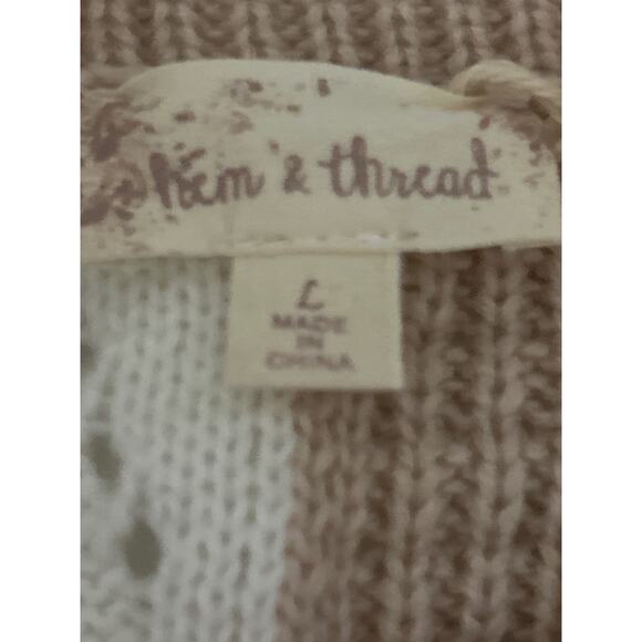 Hem & Thread Boutique Knit Sweater Tan and Cream Size Large Color Block NWT - Picture 5 of 7